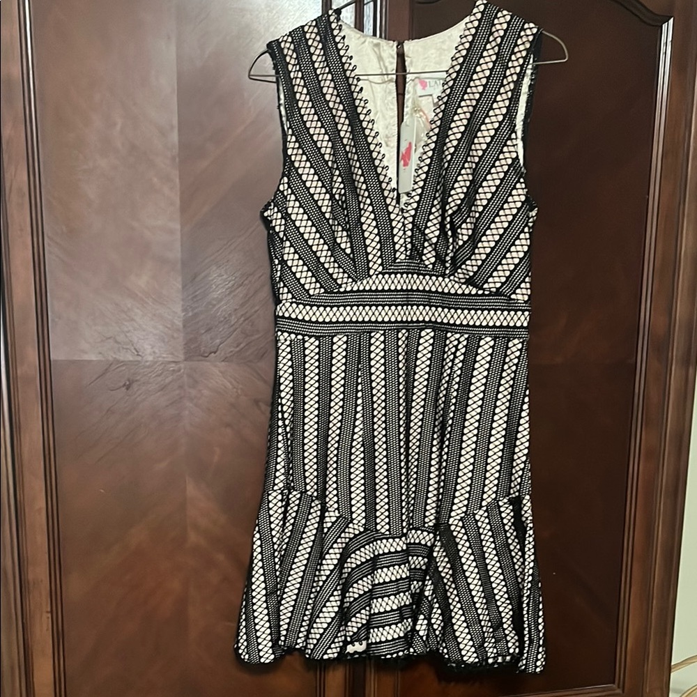 L'ATISTE Black and White Mini Dress Medium